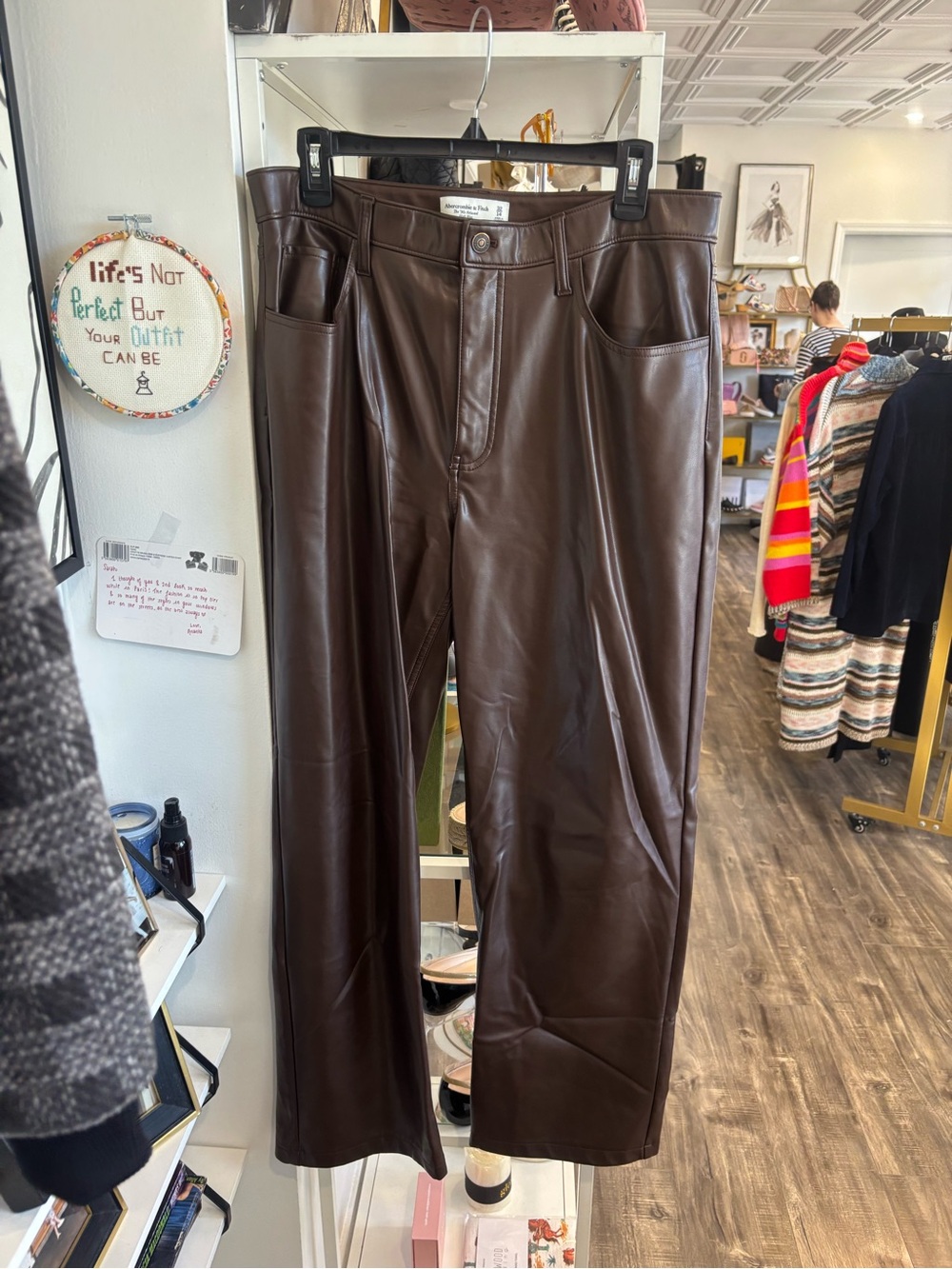 Abercrombie & Fitch Dark Brown Faux Leather Bootcut Pants